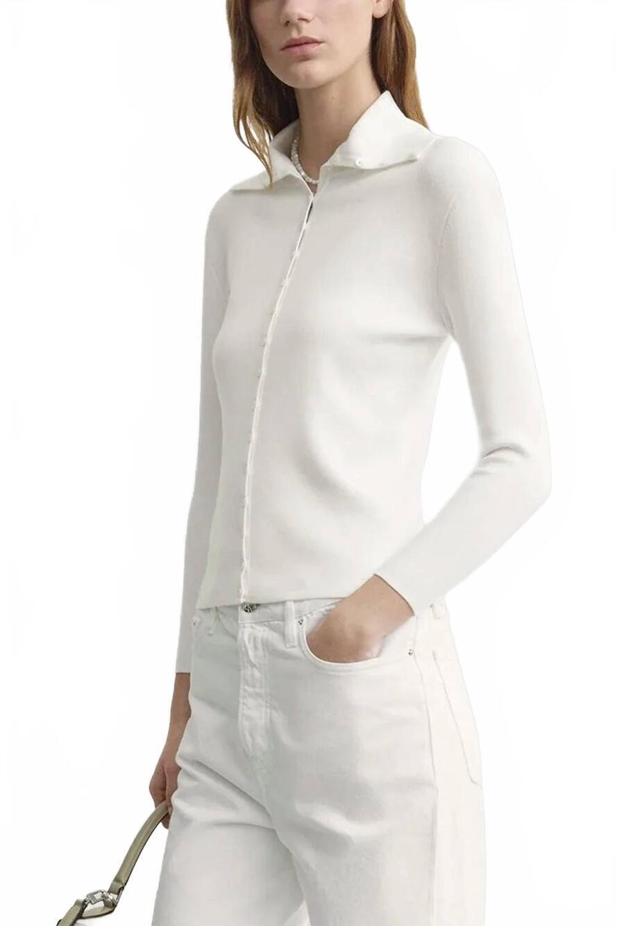 NEW TOTEME fitted polo cardigan in off-white